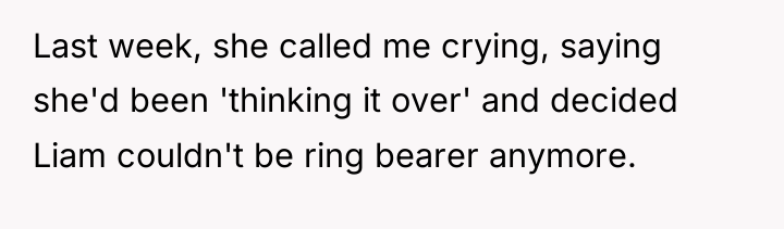 Last week, she called me crying, saying she'd been 'thinking...