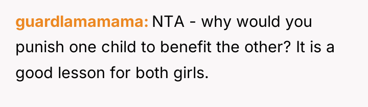 guardlamamama NTA - why would you punish one child to...