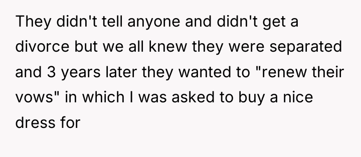 They didn't tell anyone and didn't get a divorce but...
