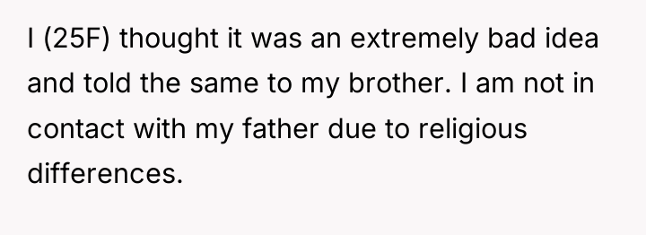 I (25F) thought it was an extremely bad idea and...