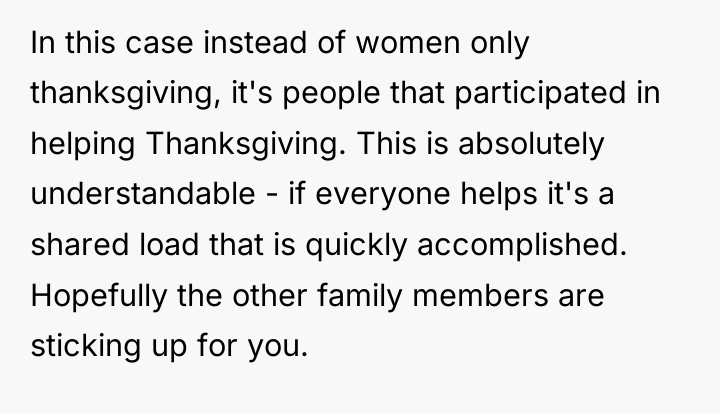 In this case instead of women only thanksgiving, it's people...