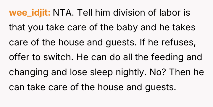 wee_idjit NTA. Tell him division of labor is that you...