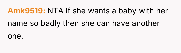 Amk9519 NTA If she wants a baby with her name...