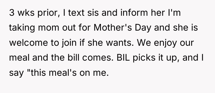 3 wks prior, I text sis and inform her I'm...