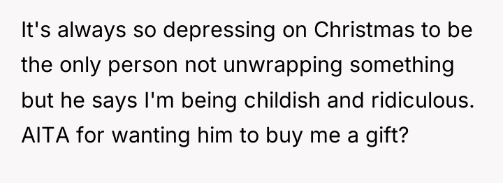 It's always so depressing on Christmas to be the only...