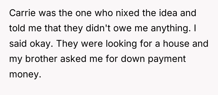 Carrie was the one who nixed the idea and told...