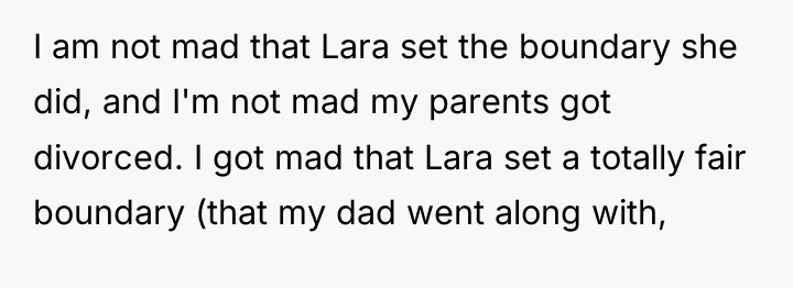I am not mad that Lara set the boundary she...