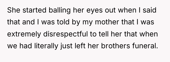 She started balling her eyes out when I said that...