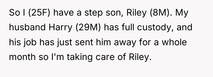 So I (25F) have a step son, Riley (8M). My...