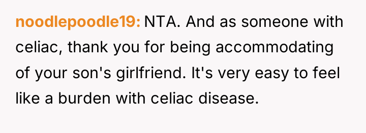 noodlepoodle19 NTA. And as someone with celiac, thank you for...