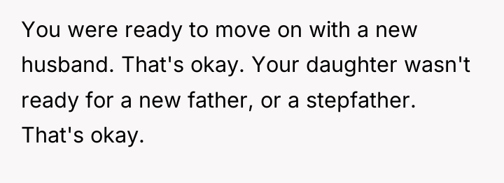 You were ready to move on with a new husband....
