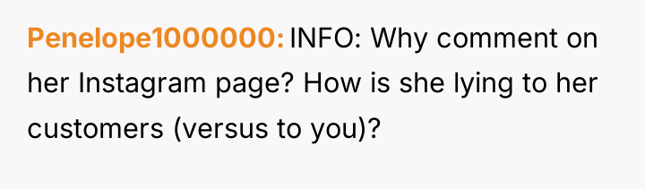 Penelope1000000 INFO: Why comment on her Instagram page? How is...