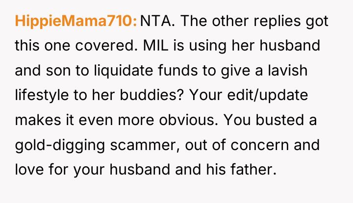 HippieMama710 NTA. The other replies got this one covered. MIL...