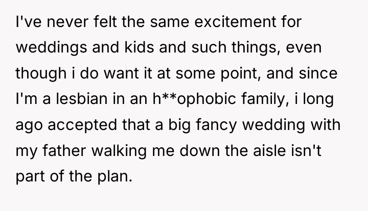 I've never felt the same excitement for weddings and kids...