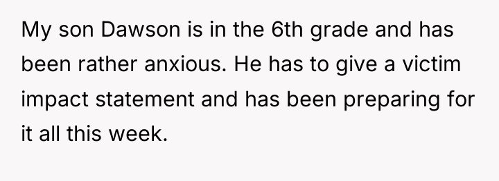 My son Dawson is in the 6th grade and has...