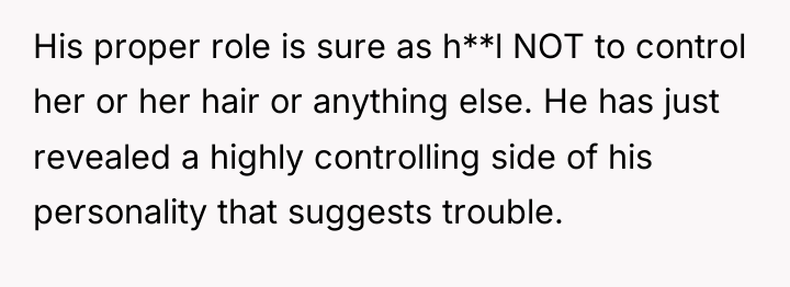His proper role is sure as h**l NOT to control...
