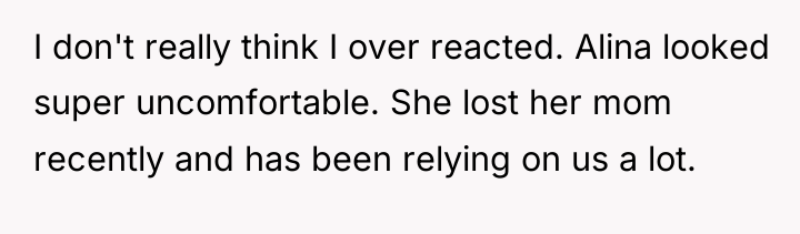 I don't really think I over reacted. Alina looked super...