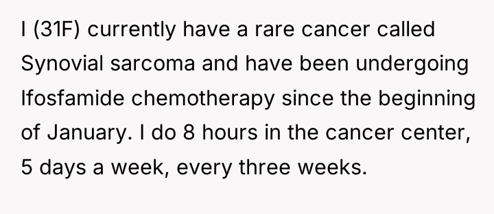 I (31F) currently have a rare cancer called Synovial sarcoma...