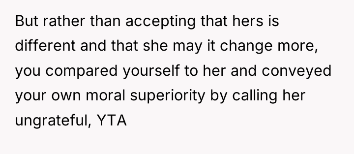 But rather than accepting that hers is different and that...