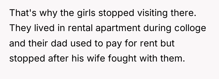 That's why the girls stopped visiting there. They lived in...