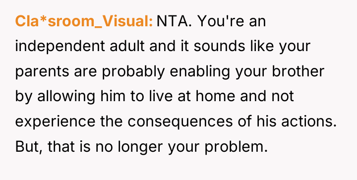 Cla*sroom_Visual NTA. You're an independent adult and it sounds like...