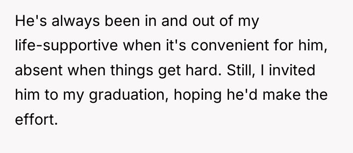 He's always been in and out of my life-supportive when...