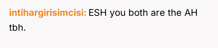 intihargirisimcisi ESH you both are the AH tbh.