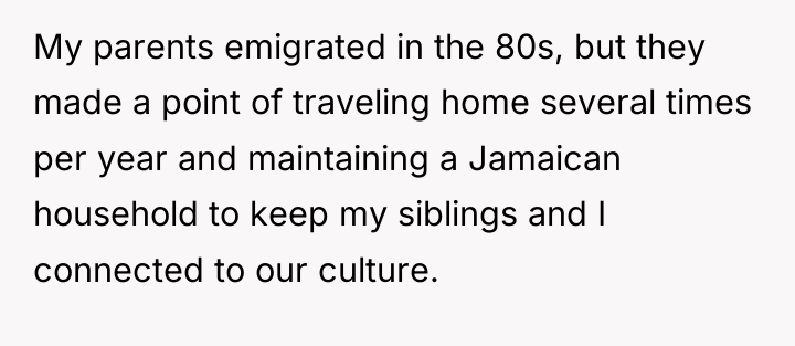 My parents emigrated in the 80s, but they made a...