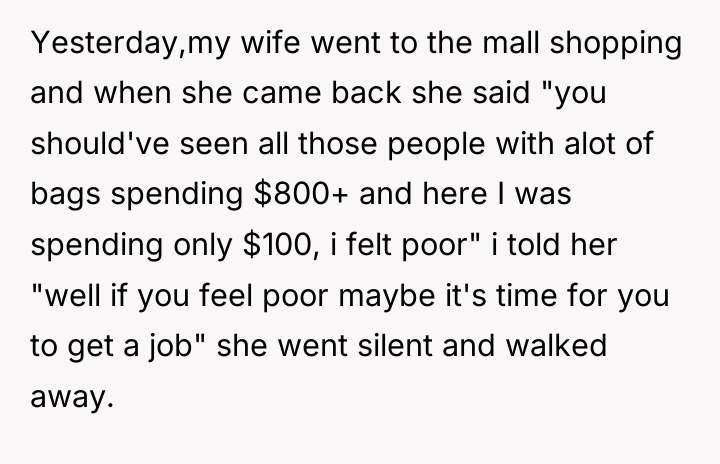 Yesterday,my wife went to the mall shopping and when she...