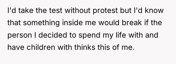 I'd take the test without protest but I'd know that...