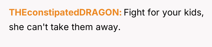 THEconstipatedDRAGON Fight for your kids, she can't take them away.