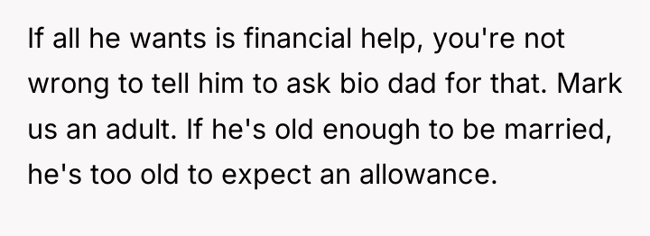 If all he wants is financial help, you're not wrong...
