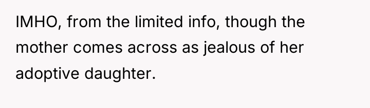IMHO, from the limited info, though the mother comes across...