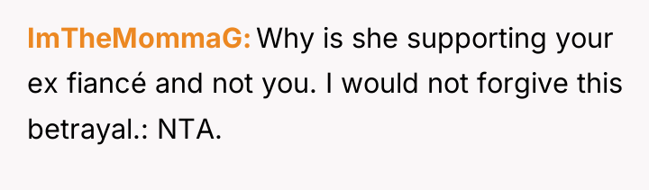 ImTheMommaG Why is she supporting your ex fiancé and not...