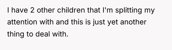 I have 2 other children that I'm splitting my attention...