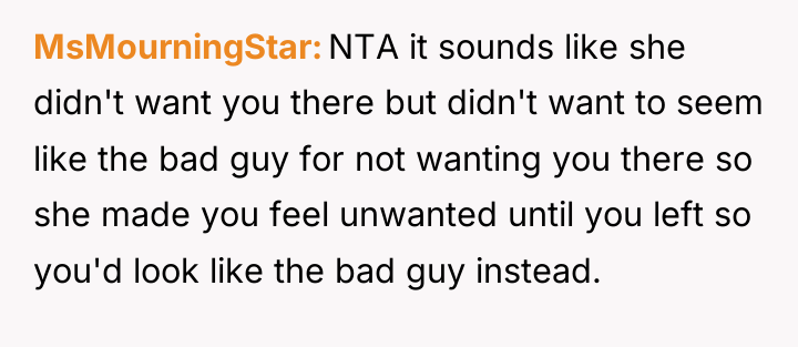 MsMourningStar NTA it sounds like she didn't want you there...