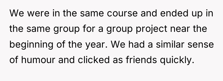 We were in the same course and ended up in...