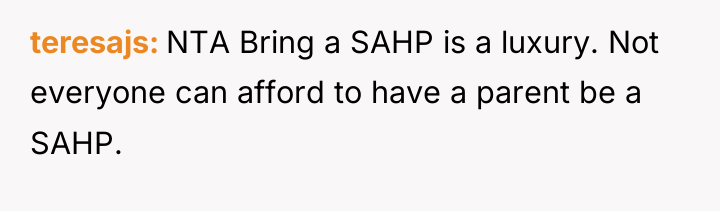 teresajs NTA Bring a SAHP is a luxury. Not everyone...