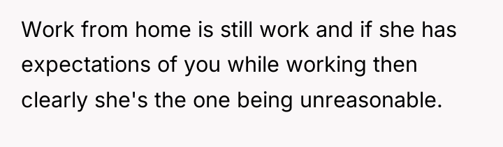 Work from home is still work and if she has...