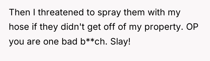 Then I threatened to spray them with my hose if...
