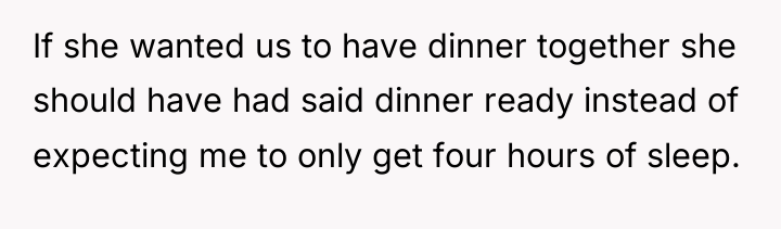 If she wanted us to have dinner together she should...