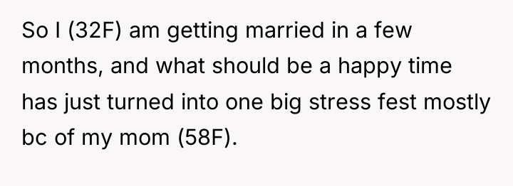 So I (32F) am getting married in a few months,...