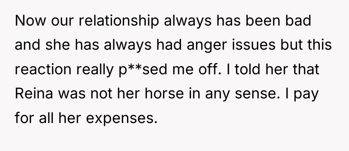 Now our relationship always has been bad and she has...