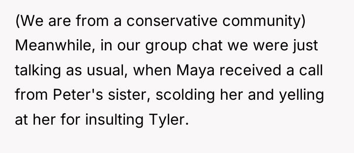 (We are from a conservative community) Meanwhile, in our group...