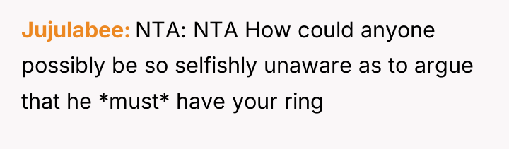 Jujulabee NTA: NTA How could anyone possibly be so selfishly...