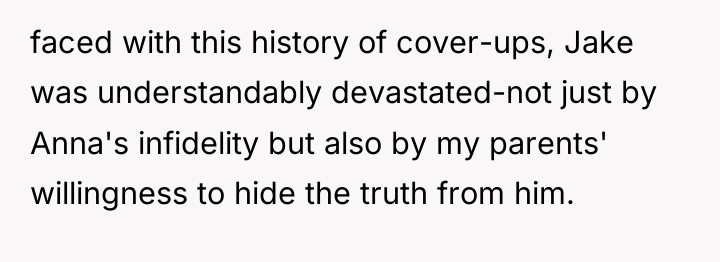 faced with this history of cover-ups, Jake was understandably devastated-not...