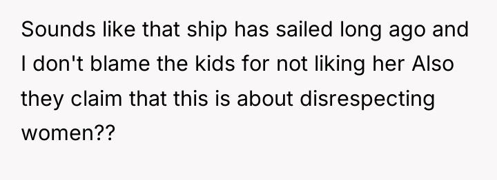 Sounds like that ship has sailed long ago and I...