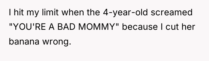 I hit my limit when the 4-year-old screamed "YOU'RE A...
