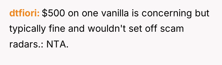 dtfiori $500 on one vanilla is concerning but typically fine...