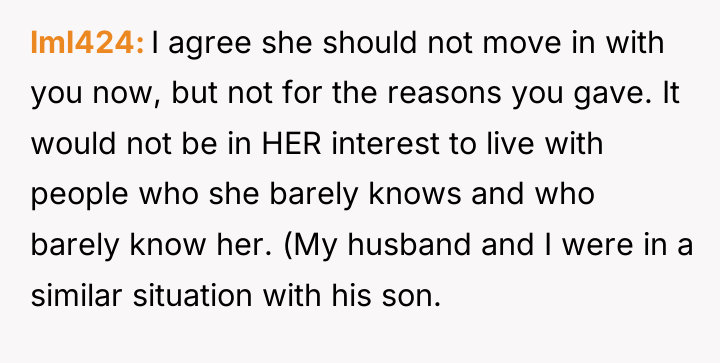lml424 I agree she should not move in with you...